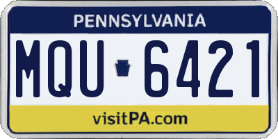 PA license plate MQU6421