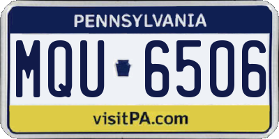 PA license plate MQU6506