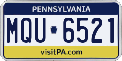 PA license plate MQU6521