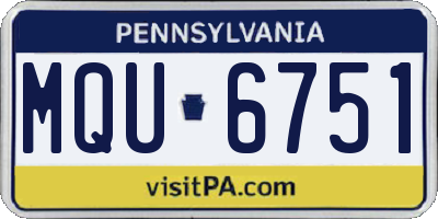 PA license plate MQU6751