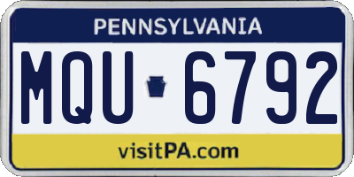 PA license plate MQU6792