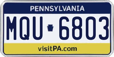 PA license plate MQU6803