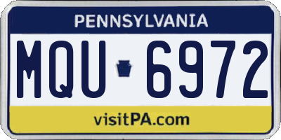 PA license plate MQU6972