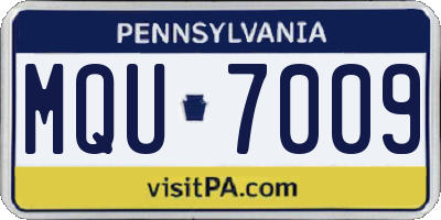 PA license plate MQU7009