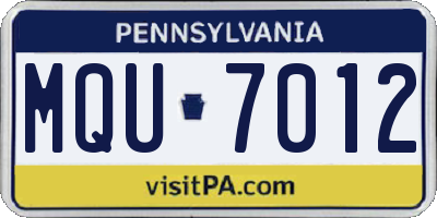 PA license plate MQU7012