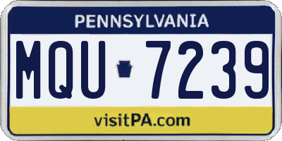 PA license plate MQU7239