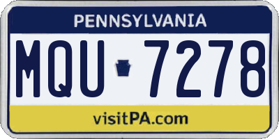 PA license plate MQU7278
