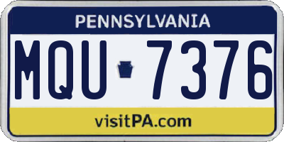 PA license plate MQU7376
