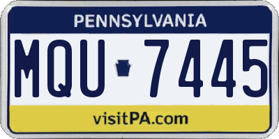 PA license plate MQU7445