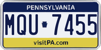 PA license plate MQU7455