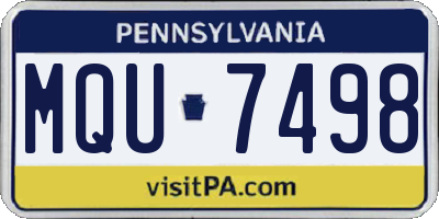 PA license plate MQU7498