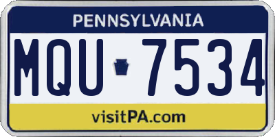 PA license plate MQU7534