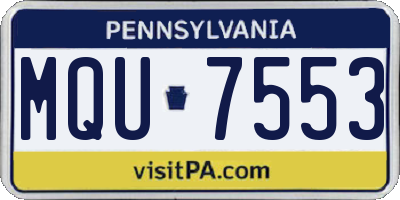 PA license plate MQU7553