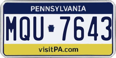 PA license plate MQU7643