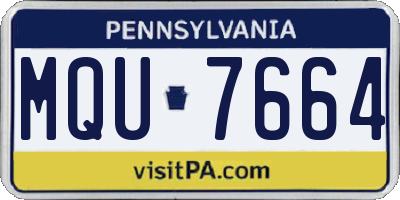 PA license plate MQU7664