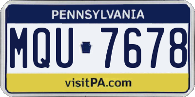 PA license plate MQU7678