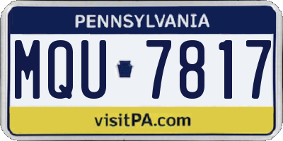 PA license plate MQU7817