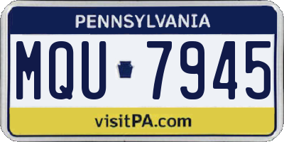 PA license plate MQU7945