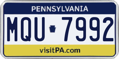 PA license plate MQU7992