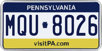 PA license plate MQU8026
