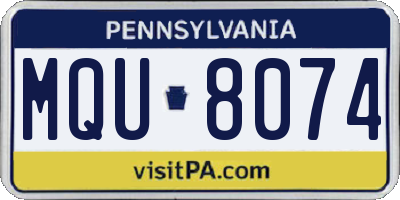 PA license plate MQU8074