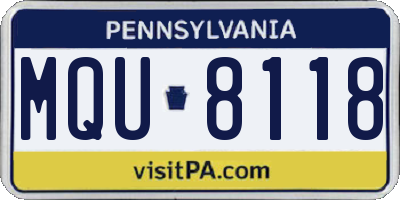 PA license plate MQU8118