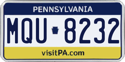 PA license plate MQU8232