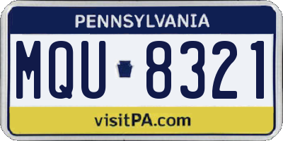 PA license plate MQU8321