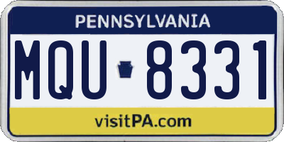 PA license plate MQU8331