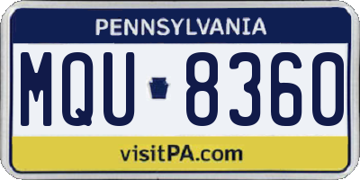 PA license plate MQU8360