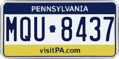 PA license plate MQU8437