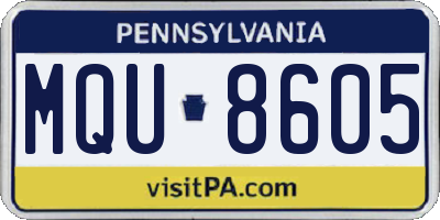 PA license plate MQU8605