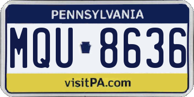 PA license plate MQU8636