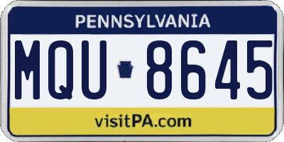 PA license plate MQU8645