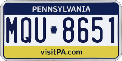 PA license plate MQU8651