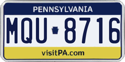 PA license plate MQU8716