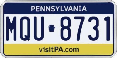 PA license plate MQU8731