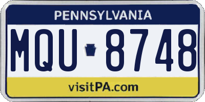 PA license plate MQU8748