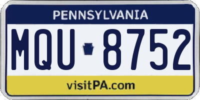PA license plate MQU8752