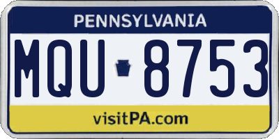 PA license plate MQU8753