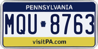 PA license plate MQU8763