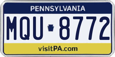 PA license plate MQU8772