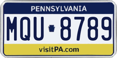 PA license plate MQU8789