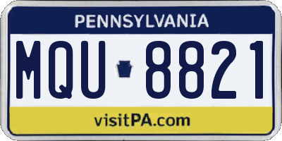 PA license plate MQU8821