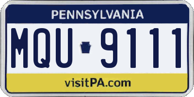 PA license plate MQU9111