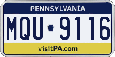 PA license plate MQU9116