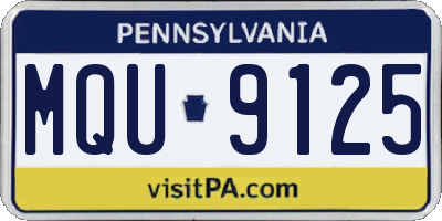 PA license plate MQU9125