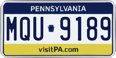 PA license plate MQU9189