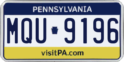 PA license plate MQU9196