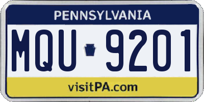 PA license plate MQU9201